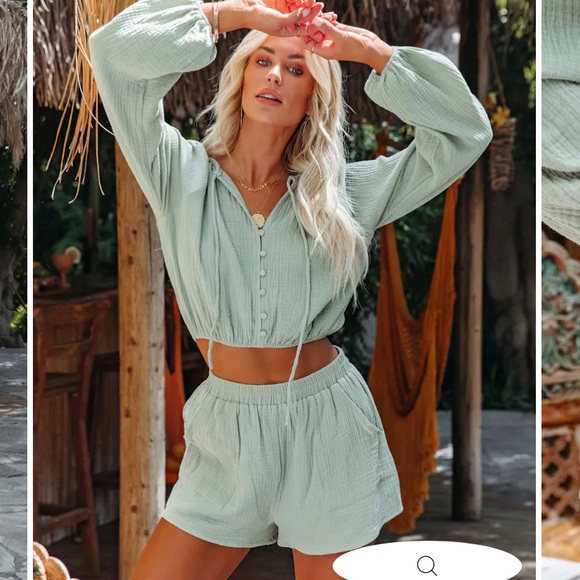 OLLIE COTTON POCKETED SET VICI - SAGE - Picture 4 of 8